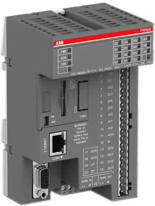 ABB programmeerbare logic controller 512kB, 6DI/2AI/6DO-T/1AO, ethernet, 24VDC, 1xRS485, 2x option slot